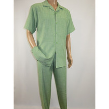 Men 2pc Walking Leisure Suit Short Sleeves By DREAMS Fancy 265-34 Lime Green image 10