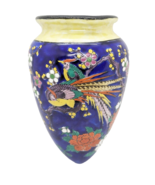 Japanese Hand Painted Birds Nippon Cobalt Blue Porcelain Wall Pocket/Pla... - $27.08 CAD