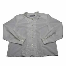 Blair Shirt Womens L White Long Sleeve Button Embroidered Collared Button Up - £12.64 GBP