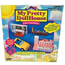 My Pretty Dollhouse FUN FURNITURE Kitchen, Fireplace, Wall Unit &amp; Family... - $34.30