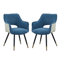 Set of 2 Blue Fabric Side Chairs - Living Room Bedroom Accent Chairs - $221.99