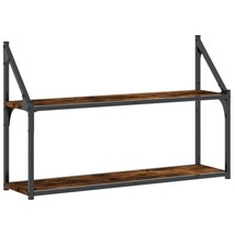 Industrial Wooden 2 Tier Floating Wall Shelf Shelving Storage Shelves St... - $39.73+