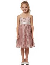 C.W. Designs Girls Spaghetti Strap Tie Back Lace with Silk Lining Dress ... - $29.69