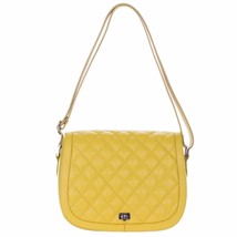 Giordano Italian Made Quilted Yellow Leather Messenger Shoulder Bag - $297.00