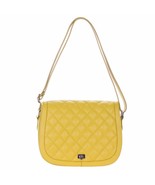 Giordano Italian Made Quilted Yellow Leather Messenger Shoulder Bag - £233.08 GBP