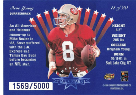 STEVE YOUNG 1996 Leaf American All-Stars #1569/5000 San Francisco 49ers  A29 - £6.19 GBP