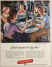 1952 Print Ad Western Electric Production Team Assembles Telephones Bell - $13.48