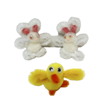 Vintage Handmade Easter Ornaments 3&quot; Pipe Cleaner Bunnies and Chick Lot 3 - £8.68 GBP