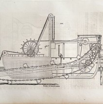 Dredging Raising Machine Woodcut 1852 Victorian Industrial Print Engines 2 DWS1A - £31.44 GBP