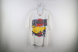 Vintage Y2K 2003 Mens 2XL Distressed Cavalcade of Cars Fire Flames T-Shirt White - £35.48 GBP