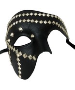 Black Steam Punk Metal Stud Phantom Half Face Halloween Masquerade Mask - $18.49