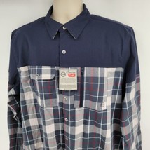 Wrangler ATG Mens Shirt Size Large Button Down Blue Plaid Long Sleeve Western - £31.61 GBP