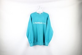 Vtg 90s Streetwear Mens Large Distressed Spell Out NatWest Bank Sweatshirt USA - £30.02 GBP