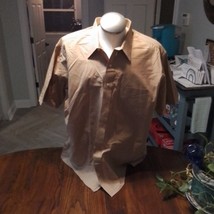 Stafford 18.5 Tan Button Down Shirt, Short Sleeve Dress Shirt, Men&#39;s Clo... - $9.90