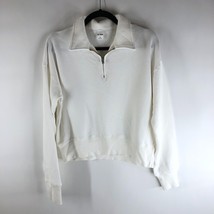 Re/Done Womens 70&#39;s Half Zip Pullover Sweatshirt Long Sleeve Cotton White S - £49.13 GBP