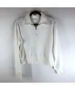 Re/Done Womens 70&#39;s Half Zip Pullover Sweatshirt Long Sleeve Cotton White S - £49.99 GBP