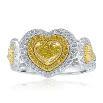 GIA Certified 1.74Ct Fancy Yellow Heart Diamond Engagement Ring 18k Gold - $98,188.17 MXN