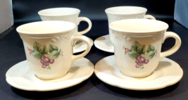 Pfaltzgraff Grapevine Pattern Coffee Cups and Saucers Four Sets ( 4 )  USA MADE - £23.72 GBP