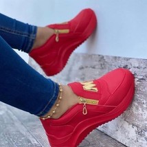 Women Sport Thick Bottom Solid Color Shoe Red 39 - £20.32 GBP