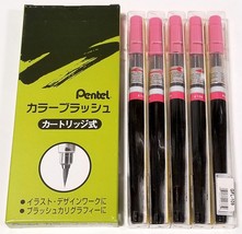 NEW Pentel Color Brush Art Pen 5-Pk PINK Ink GFL-109 Nylon Tip Water Cal... - $9.65
