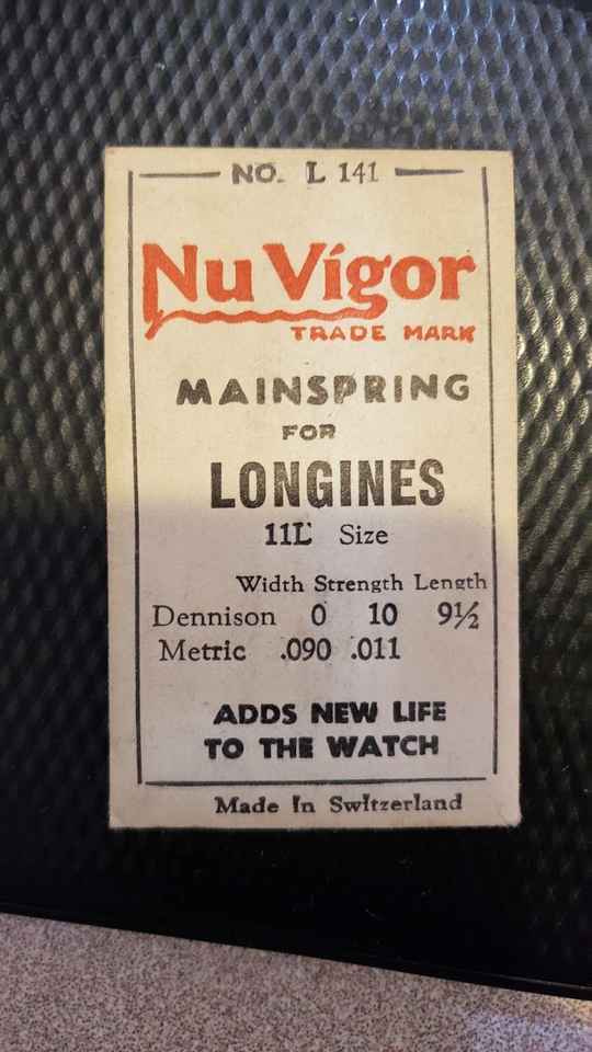 Primary image for NEW Vintage Nu Vigor for Longines Mainspring Watch No.- L 141 / 11L / .011