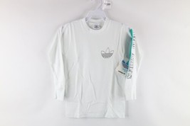 NOS Vtg 80s Adidas Boys Small Spell Out Trefoil Long Sleeve T-Shirt White USA - £45.90 GBP