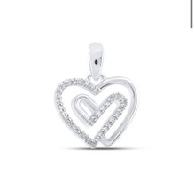 10K White Gold Round Diamond Heart Nicoles Dream Collection Pendant 1/12 ctw - £315.99 GBP
