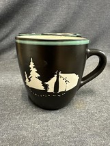 Set of 4 Bass Pro Shops Black White River Camping Cabin Coffee Mugs 14oz. - $23.76