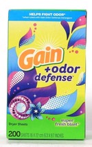 1 Box Gain Plus Odor Defense Super Fresh Blast 200 Ct Dryer Sheets - £22.80 GBP