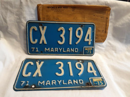 Vtg License Plate Maryland Vehicle Tag CX 3194 Exp &#39;75 In Paper DMV Sleeve - $39.95