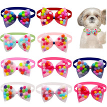 50pcs Dog Bowtie Pom Pom Small Ball Style Bows Fashion Pet Grooming Accessories - $39.12