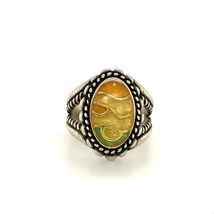 Vtg Sterling Sign Carolyn Pollack Relios Inlay Art Glass Enamel Ring Band 5 1/4 - £39.56 GBP
