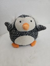 Anthropologie Knitted Penguin Plush Stuffed Animal Furry Earmuffs Black White - £23.33 GBP