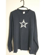Reebok NFL Cowboys Navy Blue Long Sleeve T-Shirt Mens Size Large - $427.12 MXN
