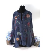 Johnny Was Workshop Silk Embroidered Floral Top Shirt Blouse Sz 3X NWT - $222.26