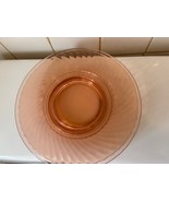 2 Imperial Glass Lunch Plates PinkTwisted Optic Swirl 8&quot; Footed Depressi... - $19.79