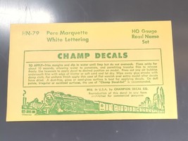 Vintage Champ Decals No. HN-79 Pere Marquette White Lettering HO Road Name Set - $14.95