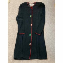 Vintage Steve Fabrikant Neiman Marcus Black Sweater Dress w/ Christmas Buttons - £97.33 GBP