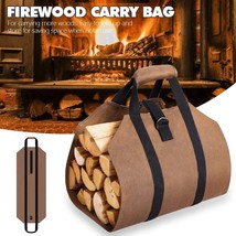 Firewood Log Carrier Bag Heavy Duty Waxed Canvas Log Tote Holder For Fireplace - £21.54 GBP