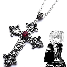 Y2K Punk Crystal Cross Pendant Necklace For Women Men Gothic Clavicle Chain Chok - £15.96 GBP