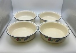 Set of 4 Lenox Chinastone POPPIES ON BLUE Soup Cereal Bowls Made in USA - £63.20 GBP
