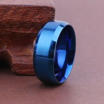 8mm Blue Stainless Steel Ring Size: 6 - £8.17 GBP