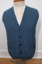 Tinkuy M Blue Argyle Cable-Knit Alpaca Wool Button-Front Vest - £27.10 GBP
