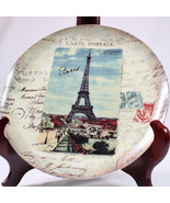 PARIS EIFFEL TOWER THEMED Plate Stoneware Colorful 9 1/2&quot; VERY Good Cond... - $11.64