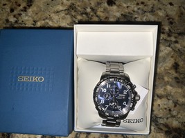 Seiko SSC305 Men&#39;s Solar Chronograph Black Dial Stainless Steel Watch - $134.99