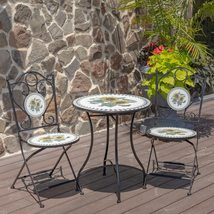 Zaer Ltd. Mosaic Tile Furniture (Bistro Set (1 Table, 2 Chairs), Odessa Sunflowe - £223.26 GBP
