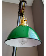 Green Porcelain Enamel Shade: 7&quot; Industrial Dome, 2-1/4&quot; fitter, Metal L... - £20.41 GBP