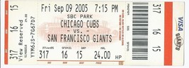 2005 Chicago Cubs @ San Francisco Giants Full Unused ticket September 9th - £7.63 GBP