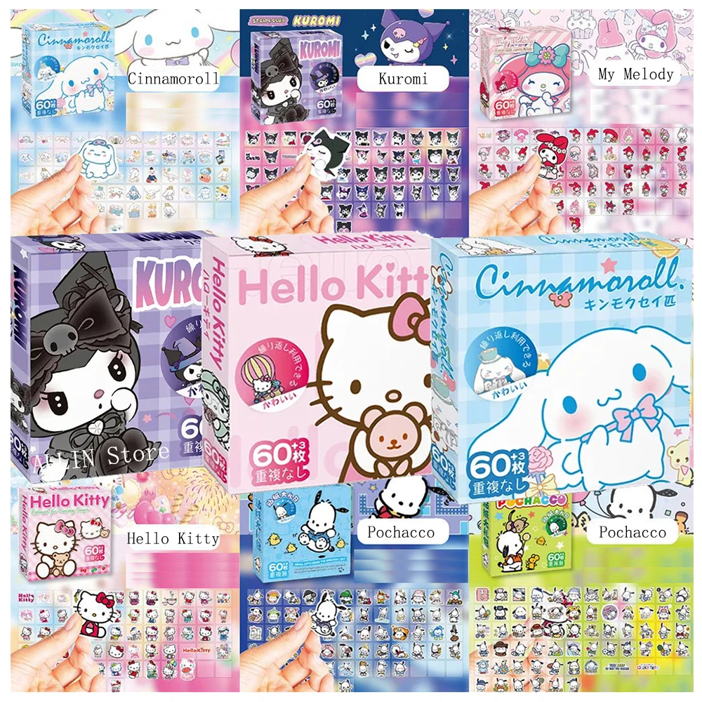 60PCS Kawaii Sanrio Stickers Anime Kuromi Pochacco Hello Kitty Pompom Purin - £8.29 GBP