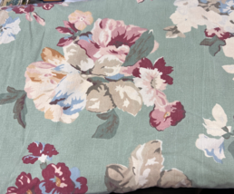Used Ralph Lauren Queen Flat Sheet Soft Sage Green Floral Wear - $29.21